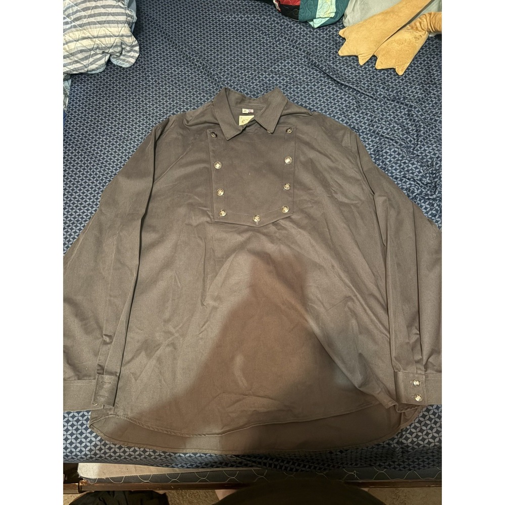 WAH Maker Frontier Shirt Men 3XLT Grey Bib Front Western Cowboy Made USA